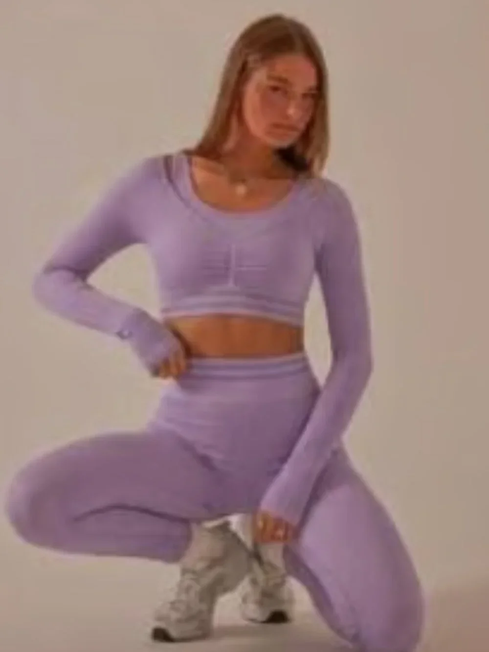 Seamless Leggings and Long Sleeve Crop Top Matching Set - Picture 7 of 10